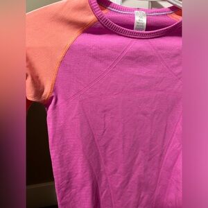 Ivivva longsleeve sleeve workout top thumb holes pink and orange bright